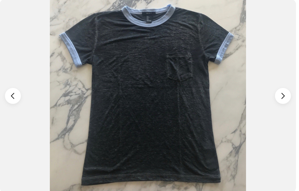 Forever 21 Womens Light Blue Burnout Ringer T-Shirt Pocket Crew Neck Size Medium